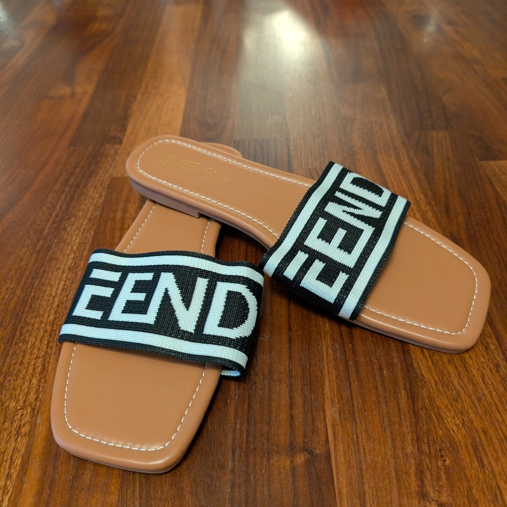 Fendi style flat slippers brand new size 9.5